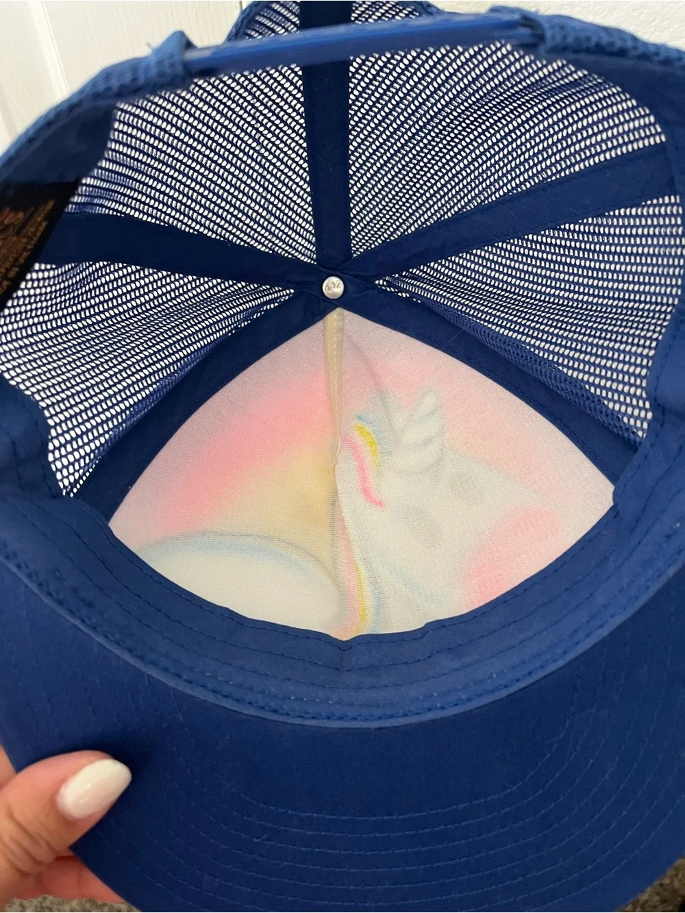 Custom Airbrushed Unicorn Trucker Hat “Julie” | Blue Snapback | One Size